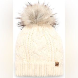 2 PIECE SET MIRMARU POM POM BEANIE AND MITTENS
